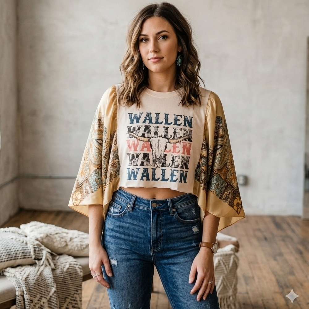 Upcycled Morgan Wallen Boho Summer Tee